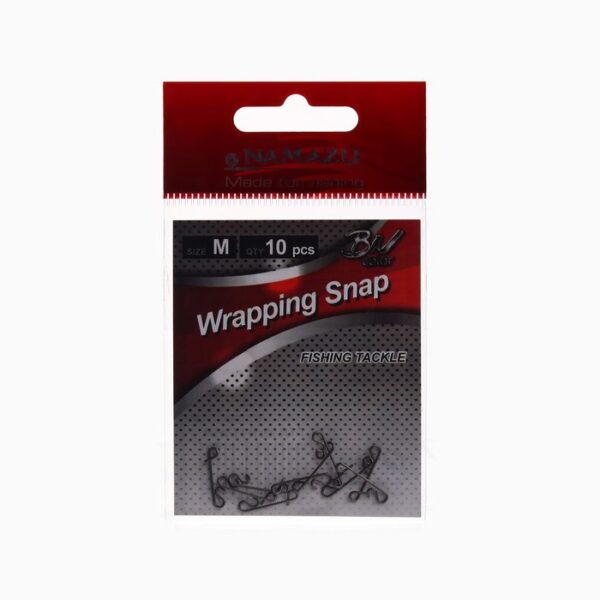 Безузловая застежка Namazu WRAPPING SNAP, тест 8 кг, размер M, цвет BN, 10 шт.