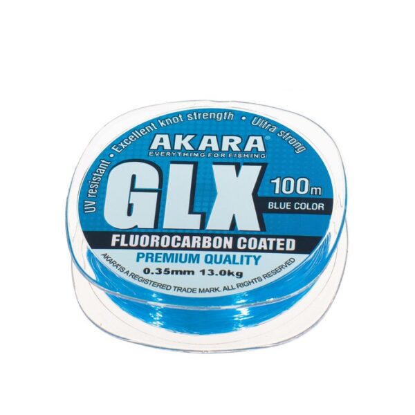 Леска Akara GLX Premium Blue, диаметр 0.35 мм, тест 13 кг, 100 м, голубая