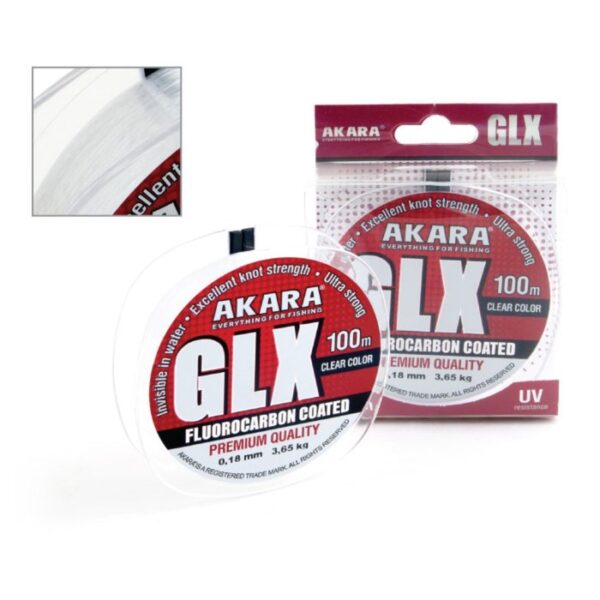 Леска Akara GLX Premium Clear, диаметр 0.18 мм, тест 3.65 кг, 100 м, прозрачная